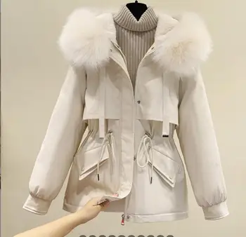 נקבה מעיילי מעילי חורף נשים קר נוצה מעיל חולצות ג ' קטים לנשים 2023 קוריאנית קצרים חופשי קטיפה למטה כותנה מעילים