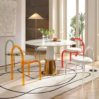 שישה צבעים קריסטל איפור כסא אקרילי רהיטים מזדמנים עיצוב משענת כיסא האוכל ההגירה הסלון ספה אחת