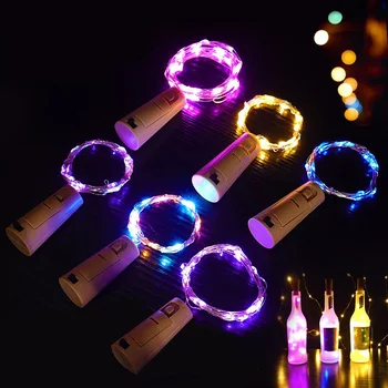 6pcs בר LED בקבוק יין הפקק מחרוזת מנורה חיצונית מסיבת חג המולד חוטי נחושת אורות חג החתונה עיצוב גרלנד פיות המנורה