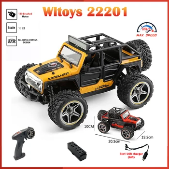 מכוניות RC 1/22 2.4 G 2WD דגמים רכב Propotional שליטה ויית ' W/אור משאית מחוץ לכביש לטפס מכונת משאית Wltoys 22201 צעצועים לילדים