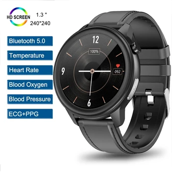 שעון חכם Mens א+PPG טמפרטורת הדם חמצן מוניטור קצב לב Smartwatch לחץ דם בריא רפואי שעונים