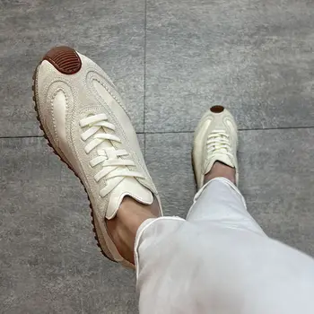 2023 הקיץ החדש זכר גאמפ נעלי עור רך הבלעדי רטרו לוח נעליים לנשימה נוח מגמת אופנה לבנים קטנים נעליים