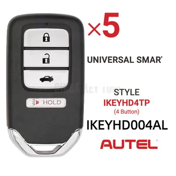 5X Autel אייקי אוניברסלי חכם מפתח הונדה פרימיום בסגנון 4 כפתור IKEYHD4TP IKEYHD004AL