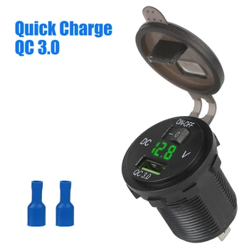 טעינה מהירה QC 3.0 לרכב מטען USB עבור אוטומטי נחת אופנוע משאית מתאם חשמל שקע אוניברסלי עם מתג 12-24V לשקע