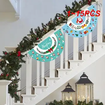 1~15PCS חג מולד קישוט דגל בית הגן חיצונית בצורת מניפה דגלים חג המולד שמח קישוט קישוט השנה החדשה 2023