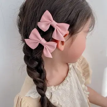 2Pcs/set מוצק קשתות שיער תינוק קליפים סרט קוריאני Bowknot סיכות עבור בנות בוטיק הכובעים הילדים שיער Acesssories