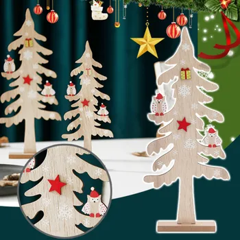 עץ חג המולד עץ ינשוף קישוט חג מולד שמח חג המולד תליון עץ צבוע ביד שולחן עץ המלון קניון מול שולחן העבודה קישוט