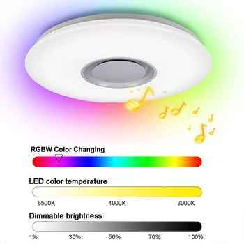 RGB אור תקרת LED ניתן לעמעום Bluetooth תואם-מודרני מנורת תקרה עם רמקול חכם התקרה אור עבור חדר השינה לסלון