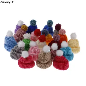 5/10 יח 'מיני בעבודת יד קטן סריגה כובע עבור DIY בובות קישוט לפלאפון קישוט 3.5 ס
