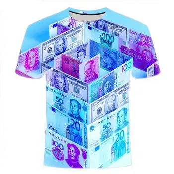2023 קיץ חם למכור דולר סדרת 3D מודפס שרוול קצר הבנים אישית אופנה סביב צוואר חולצת הטריקו