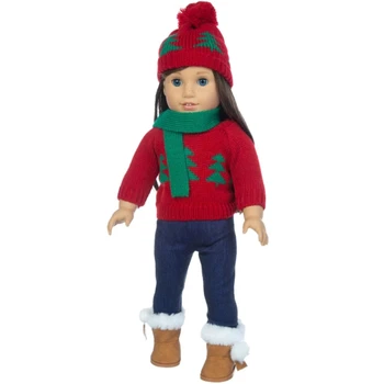 בובות בגדים להגדיר 18inch על ילדה ילדים ילדים 45cm אופנה נושאים חג תלבושת תלבושת ואביזרים לחג המולד חג המולד