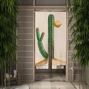 ירוק קקטוס הדלת וילון יפני דלת המטבח וילון מחיצה נוף וילונות וילון כניסה תפאורה תלוי חצי-וילונות