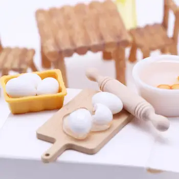 בית הבובות אפייה אביזרים מציאותי בית בובות מיניאטורי אוכל מסודר עם כיסא שמן זית ביצה מודלים עבור מטבח סצנות