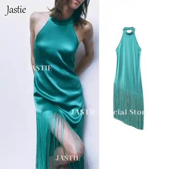 Jastie שרוולים שמלת קיץ נשים 2023 שיק חדש סלים הצוואר האלגנטי של נשים שמלת אופנה רחוב נוער ציצית שמלת מסיבת