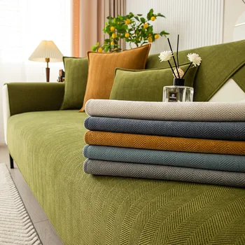 פשוט החלקה ספה כרית משענת גב משענת יד אוניברסלית ספה כיסוי בד שניל מוצק צבע פסים הסלון לכריות הספה