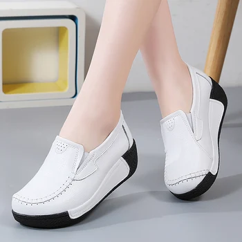 2023 נשים שטוח פלטפורמת נעלי נשים אלגנטיות זמש עור מוקסינים נעלי אישה להחליק על המוקסין של נשים כחול נעליים מזדמנים