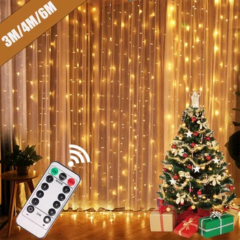 USB לויה מחרוזת אור פיות גרלנד אור וילון חג האור חג המולד תפאורה הביתה חג דקורטיבי חדש שנה על המנורה