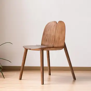 נורדי ביתיים מעץ מלא הכיסא מעצב מסעדה ללמוד האוכל כיסא מודרני מינימליסטי משענת הכיסא.