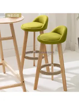 נורדי עץ מלא בר הכיסא לאחור בר הכיסא המודרני פשוטה גבוהה כסא בר דלפק קבלה גבוהים צואה משק בית כסא בר