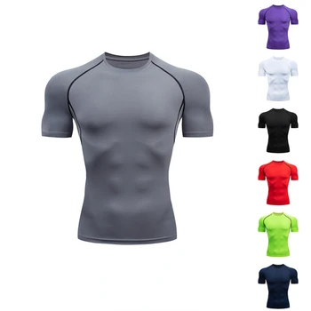 ריצה לנשימה חולצה יבש מהירה הכשרה Tees Slim Fit דחיסה חולצת אימון כושר טייץ לגברים חולצות ספורט camisas