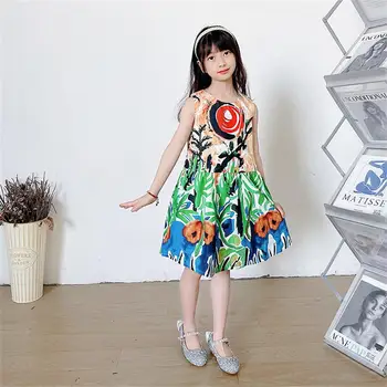 XF1456 2023 חדש לקידום מותג מופשט חצאית בנות בוהמי שמלת רטרו להחליק השמלה חוצה גבולות פופולרי