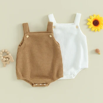 הקיץ תינוק תינוק ילדה סרבל שרוולים מוצק צבע לסרוג בגד גוף מוצק בגדים