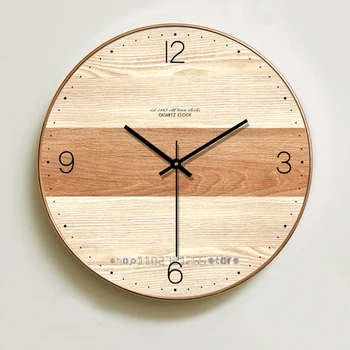מודרני עץ פשוטים שעון קיר שקט על קיר חדר השינה עיצוב אמנות גדולה שעוני קיר עץ בסגנון נורדי תלוי לצפות 14 אינץ