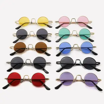 עגול קטן משקפי שמש לגברים נשים מעגל רטרו בגווני מתכת היפי UV400 משקפי שמש להגנה פאנק Eyewear נסיעות אופנת רחוב