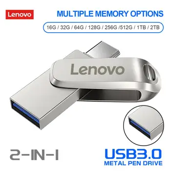Lenovo 2TB 1TB כונן הבזק מסוג USB USB3.0/טיפוסי-C 2-IN-1 ממשק אמיתי קיבולת 128/256/512GB כונן העט במהירות גבוהה Pendrive Ps4