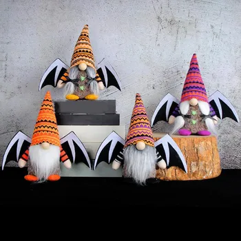 DIY ליל כל הקדושים DecorDoll קטיפה מכונף Gnome פנים הבובה ילדים מתנות חדר משק בית עיטורי קטיפה אביזרים שולחן העבודה קישוטים