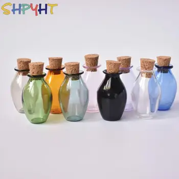 2Pcs 1:12 בית בובות מיניאטורי צבע זכוכית בקבוקים הפקק בקבוקים זעירים צנצנת מודל קישוט בית הבובות 2 סגנונות