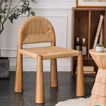 כסאות אוכל הביתה רהיטים מעץ מלא כיסאות פשוטים אריגה מסעדה כסאות משענת הכיסא בסלון כיסאות מרגיע הכיסא