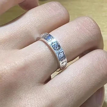 Sanrio הלו קיטי טבעות ילדה Y2K הלו קיטי אביזרים טבעת אצבע נשית החברה הטבעת מצויירת טבעת Kawaii טבעות הגברת כסוף