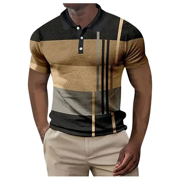 בציר להדפיס חולצת פולו לגברים כפתור דש צווארון גולף חולצה שרוול קצר בקיץ Tenis פולו Camisetas Masculino