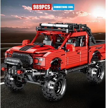 בלוק 989Pcs Defender לשלוט במכונית אבני בניין טכני דגם של מכונית ג ' יפ עיר לבנה צעצועים לילדים, בנים אדום