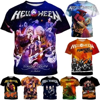 אופנה חדשה רוק כבד רוק להקת Helloween 3D חולצות מודפסות קיץ מזדמן או צוואר קצר שרוול Harajuku יוניסקס ספורט חולצה