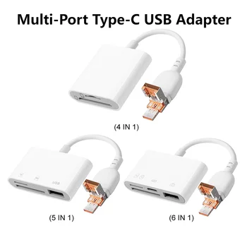4 ב-1/5 ב-1/6-In-1 Type-C מתאם USB TF SD קורא כרטיסי זיכרון מתאם OTG Multi-Port רכזת ממיר USB Type C תחנת עגינה