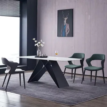הנורדי, שולחן אוכל, כיסא שילוב יחידה קטנה אור יוקרה ההגירה Fengyan לוח שולחן האוכל 4/6 כיסאות מודרניים