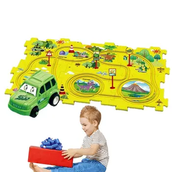 ילדים חשמלי פאזל לעקוב אחר מכונית צעצוע של ילדים לוח המשחק DIY חידות מפת העיר זירת בניית צעצועים ילד מתנת יום הולדת.