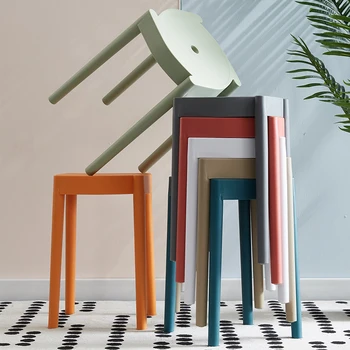 מודרני מינימליסטי נורדי פלסטיק עיבוי הכיסא הביתה הסלון צואה הספסל Stackable פלסטיק שרפרף פלסטיק עגול צואה
