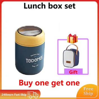 המשרד תרמי קופסא ארוחת צהריים בטוח מיקרוגל 1PC נירוסטה מזון המכיל עבור ילד בוגר דליפת הוכחה צהריים מיכל עם תיק
