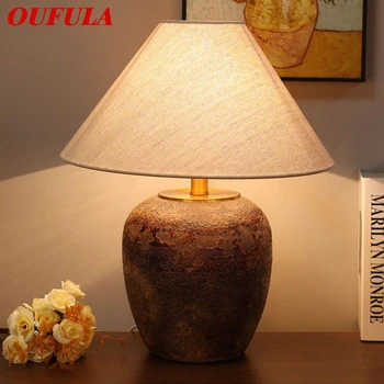 OUFULA נורדי קרמיקה מנורת שולחן אמנות מודרנית הסלון, חדר השינה ללמוד וילה LED מקוריות שולחן אור