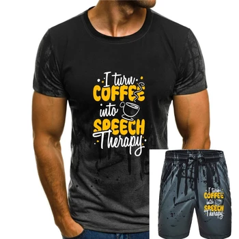 גברים בדיבור אני פונה קפה לתוך הנאום טיפול חולצת מעצבים 100% כותנה צוואר עגול מגמה אנטי-קמטים החולצה