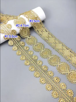 5 מטר 3-5 סנטימטרים רחב פרח זהב פרחוני שוליים צמה בד שמלת כלה הלבשה תחתונה שרוולים תחרה לקצץ סרט הקלטות Z34E236T230716V
