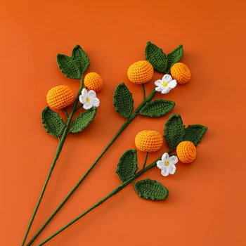 עבודת יד סרוגה וו Kumquats מלאכותי זרי המסיבה הביתה החתונה סימולציה פרחים קישוטים צילום אביזרים