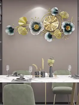 הסלון שעון מסעדה השעון אור יוקרה יצירתי גינקו עלה אמנות שעון קיר מודרני פשוט תלוי לצפות