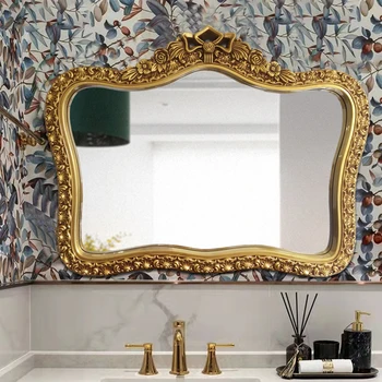יוקרה אסתטי דקורטיבי מראות קיר זהב לא סדיר אמבטיה דקורטיבי מראות גדול גלי קישוט Maison עיצוב חדר