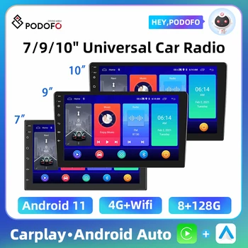 Podofo Andriod רדיו במכונית 7/9/10 אינץ ' WIFI GPS ניווט אוטומטי נגן מולטימדיה טויוטה פולקסווגן קיה ניסן יונדאי רנו