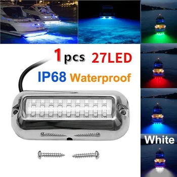 27LED האור מתחת למים נירוסטה ימית המשקוף המנורה 10-30V ניווט ימי אור IP68, עמיד למים היאכטה סירה אביזרים