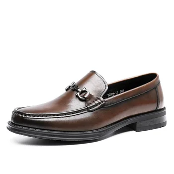 דסאי חדש עור אמיתי נעלי גברים ג ' נטלמן אלגנטי Lefu נעלי נעלי גברים נעליים בעבודת-יד מתכת פשוטה סוס אבזם